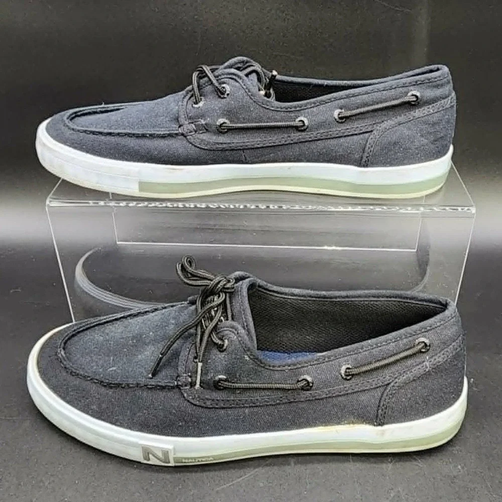 Nautica Spinnaker II Mens Black 11 Boat Shoes Preppy Coastal Nautical‎ l Sneaker